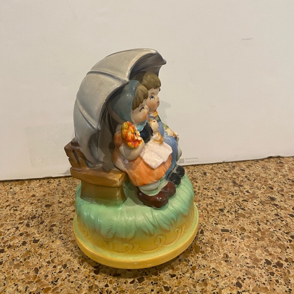 Vintage Rotating Music Box Himark Japan Rotating Kids with/ Umbrella On Bench - Picture 12 of 12